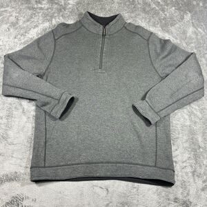 Tommy Bahama Sweater Mens XL‎ Reversible Gray Knit 1/4 Zip Pull Over Shirt